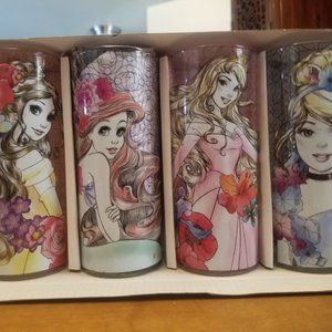 4 Disney Princess 10oz Collectible Glasses